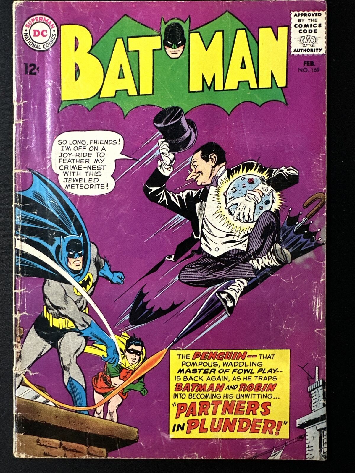 Batman #169 DC Comics Vintage Silver age 1st Print 1965 Good *A3