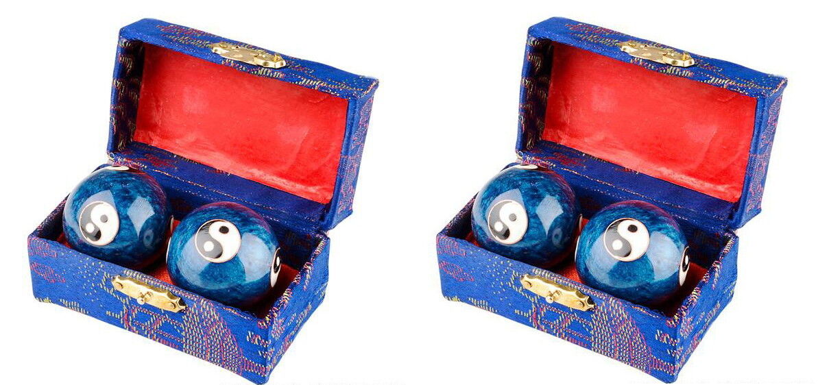 2 SETS CHINESE HEALTH EXERCISE STRESS BAODING BALLS RELAXATION THERAPY YIN YANG