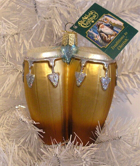 2015 OLD WORLD CHRISTMAS - CONGA DRUMS - BLOWN GLASS ORNAMENT NEW W/TAG