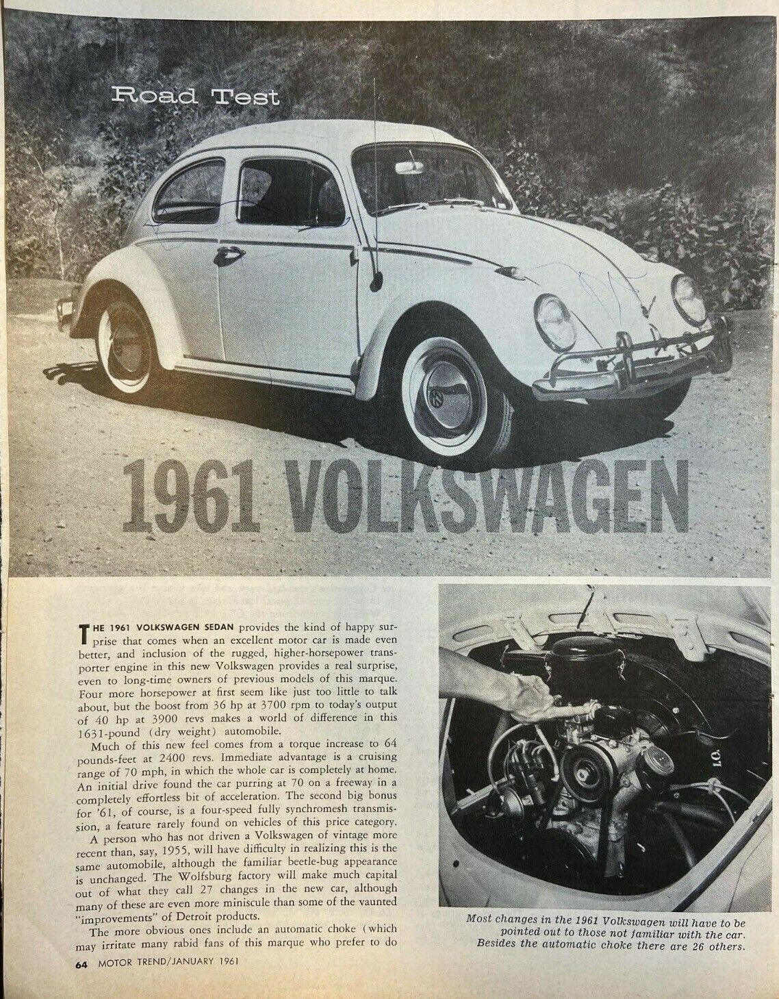 1961 Volkswagen Beetle Sedan Road Test
