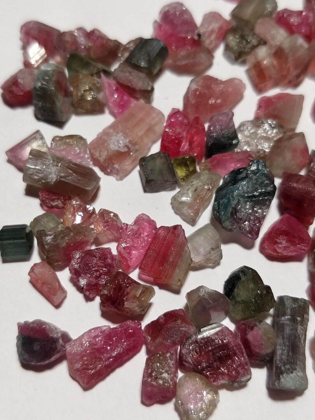 228 TCW Green Pink Blue Tourmaline Crystal lot Kunar Afghan Facet Rough
