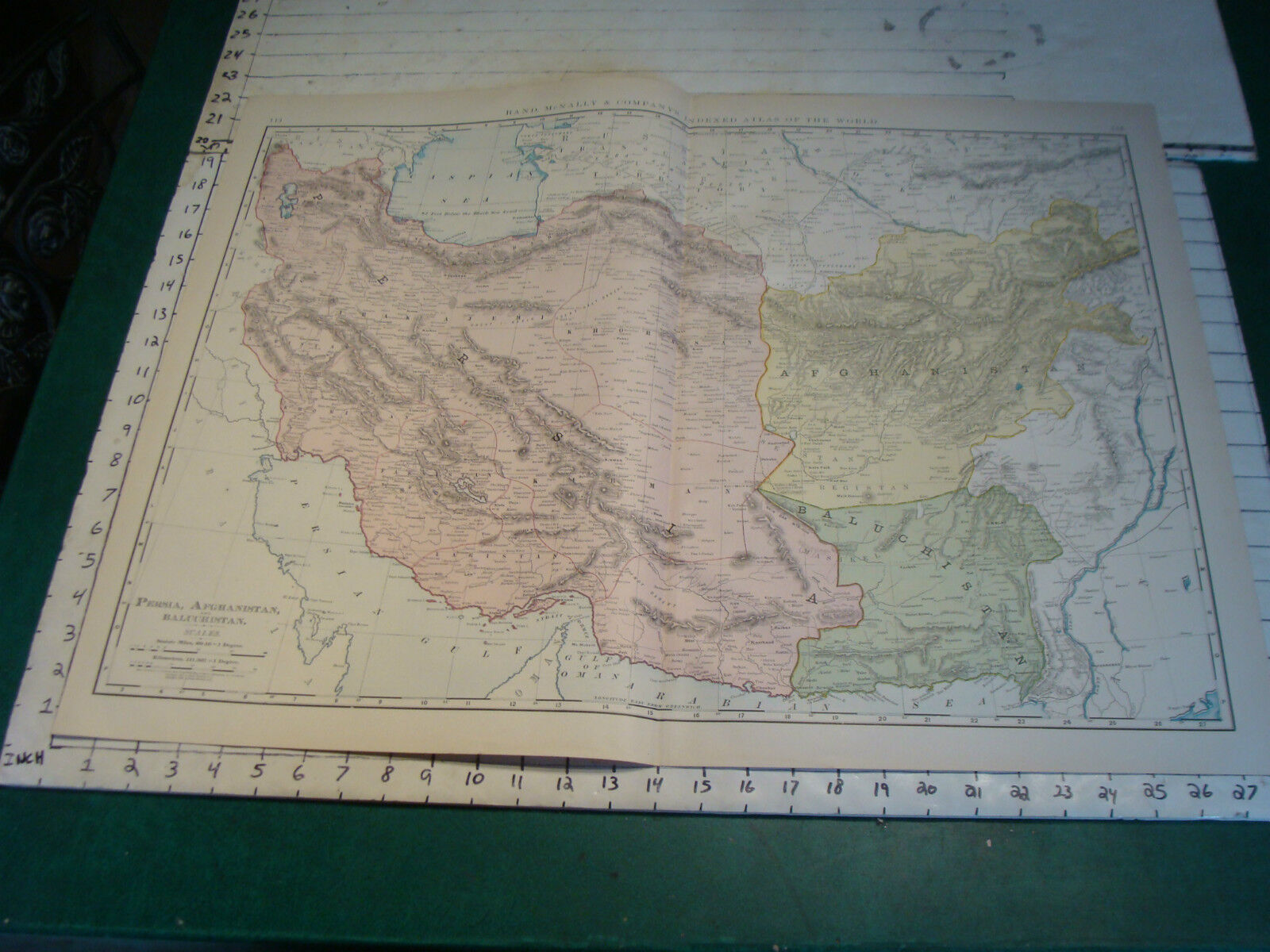 Vintage Original 1898 Rand McNally Map: PERSIA AFGHANISTAN BALLUCHISTAN 28 x 21\