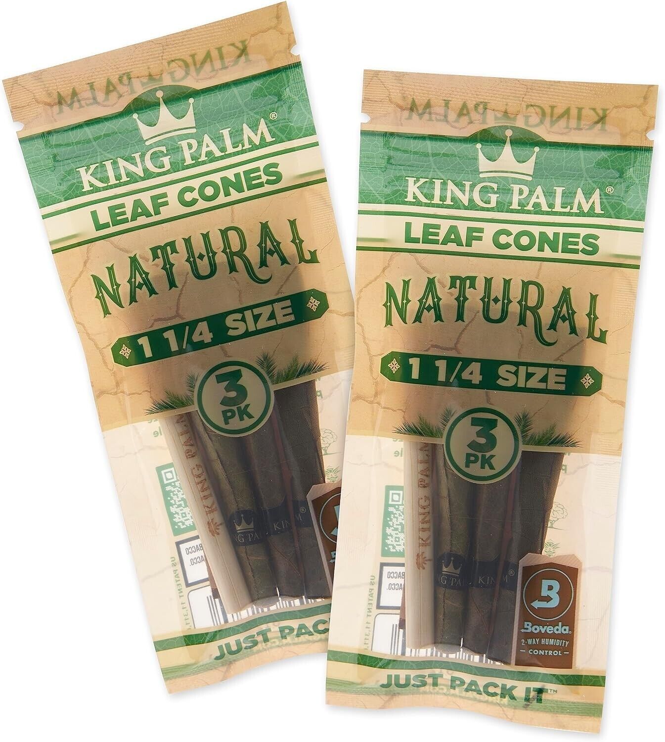 King Palm | 11/4 | Natural | Prerolled Palm Leafs | 2 Packs of 3 Each = 6 Rolls