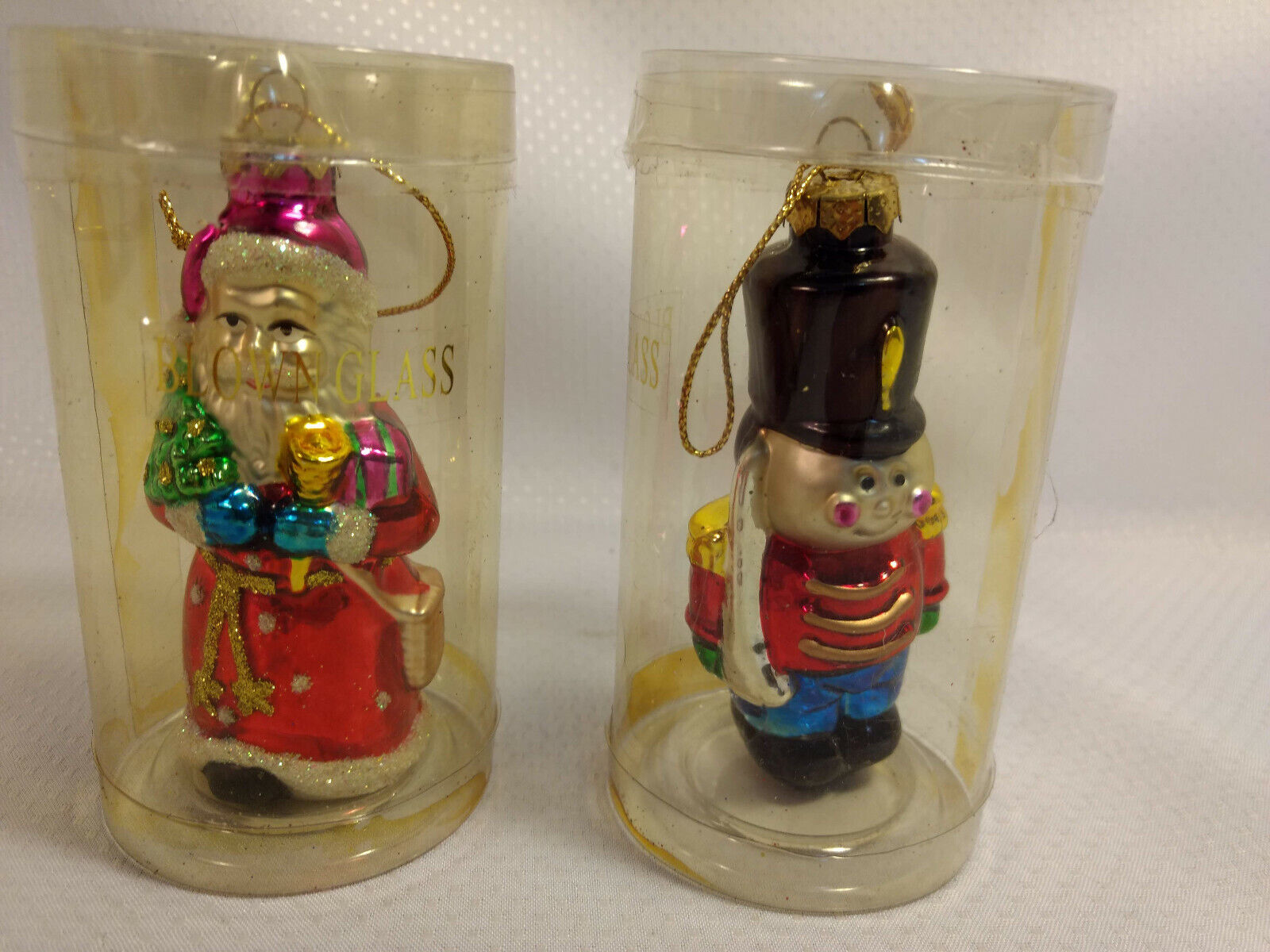 Vtg  Pkg 2-Blown Glass  Christmas Ornaments 3.5\