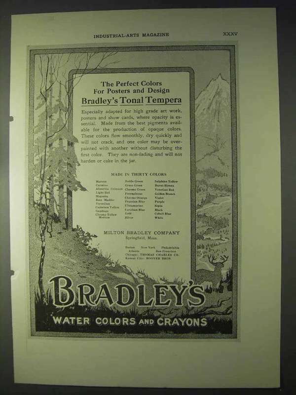 1922 Bradley's Tonal Tempera Ad - Perfect Colors