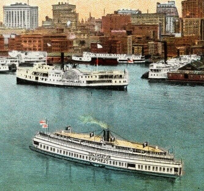 View of Harbor Excursion Boats Baltimore Maryland Vintage Postcard 4086