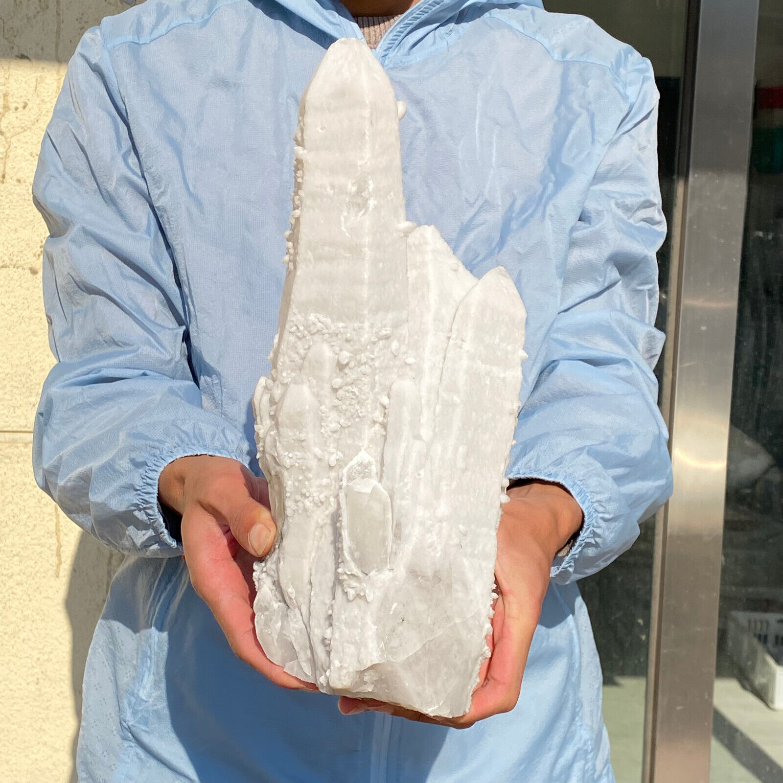 3400g Rare Large Natural White Candle Quartz Crystal Cluster Inner Mongolia