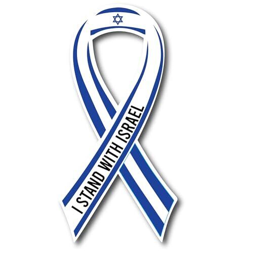 Magnet Me Up I Stand With Israel, Israeli Support Flag Ribbon Magnet, 3.5x7