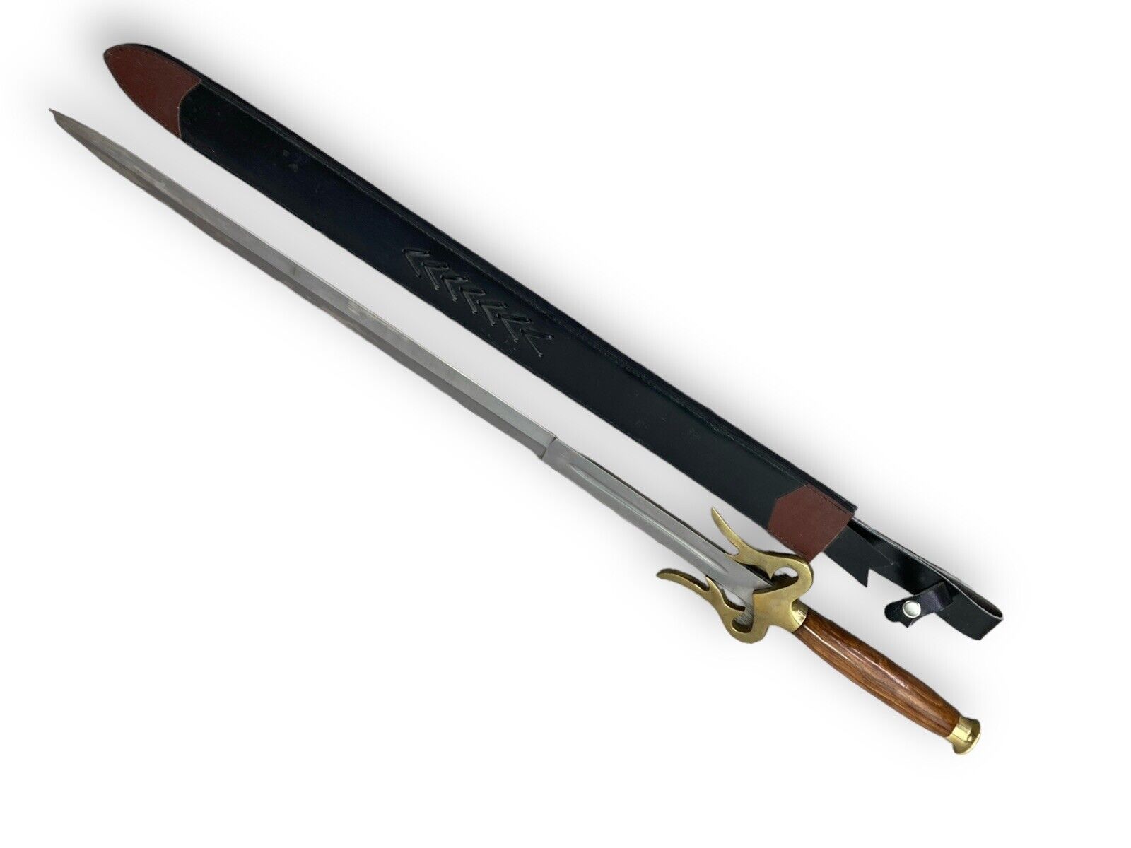 Two Handed Pakistani Made Sword 32’ By 1.5 Inches Wooden Handle And Brass
