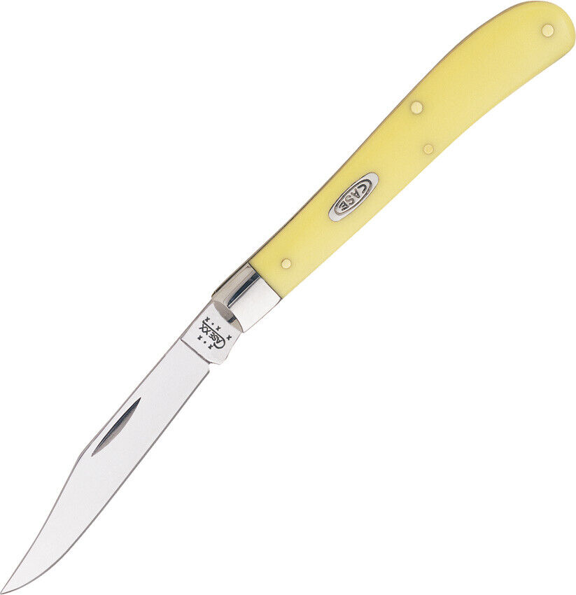 Case XX Slimline Trapper Yellow Folding Pocket Knife 031