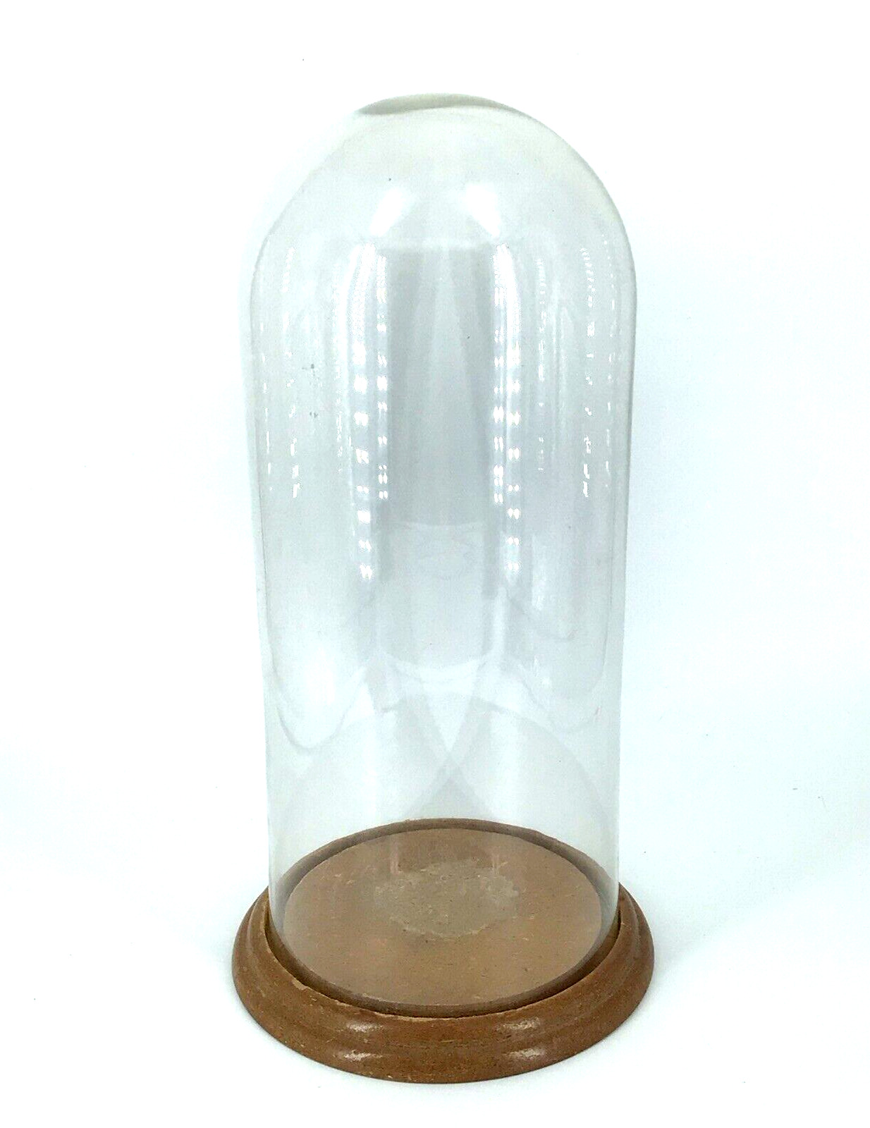 vtg Glass Display Dome Cloche with Wood Base 11 1/4\