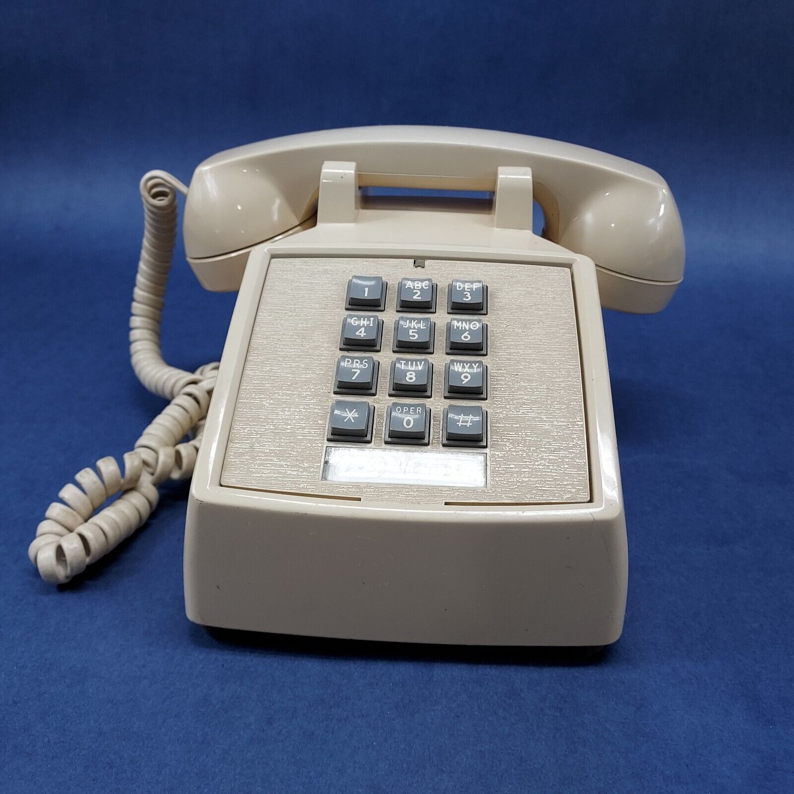 Vintage 80's ITT Push Button Table Top Desk Telephone Beige Cream Phone
