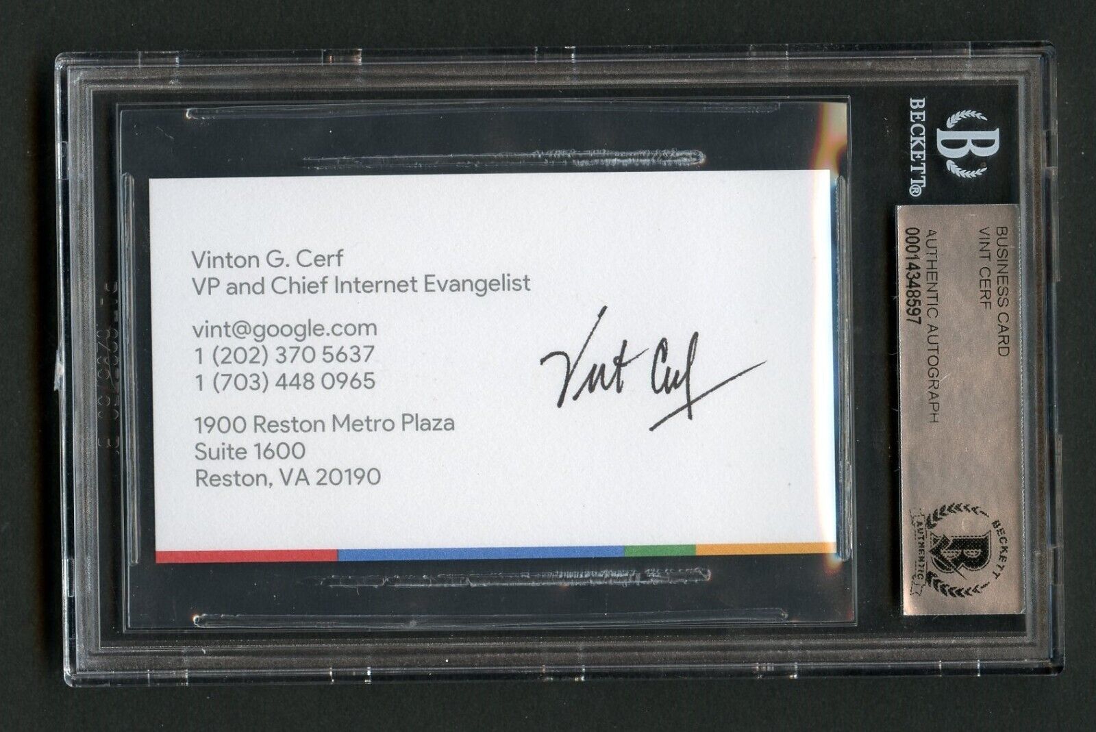 Vint Cerf signed autograph Business Card American Developer Google Cloud BAS