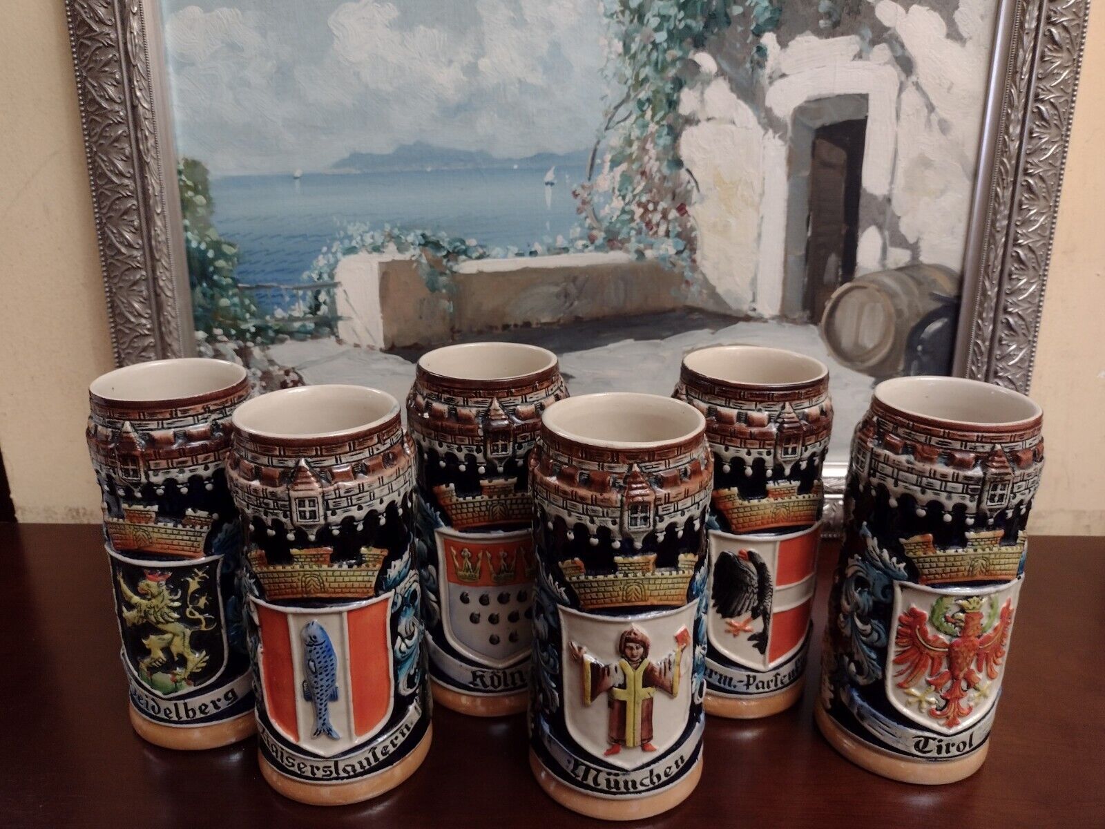 Vintage King Werk German Beer Steins; Set of 6 Pristine condition