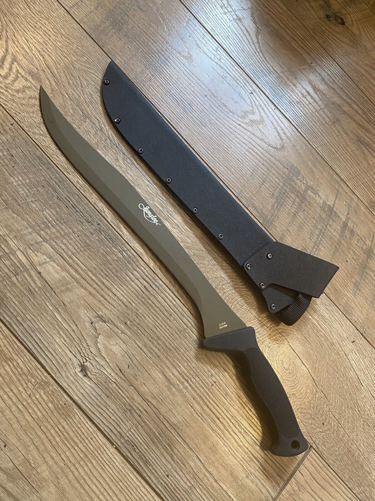 Vintage Junglee Knives Japan Aus-8 Short Sword Machete Fixed Blade Knife Rare