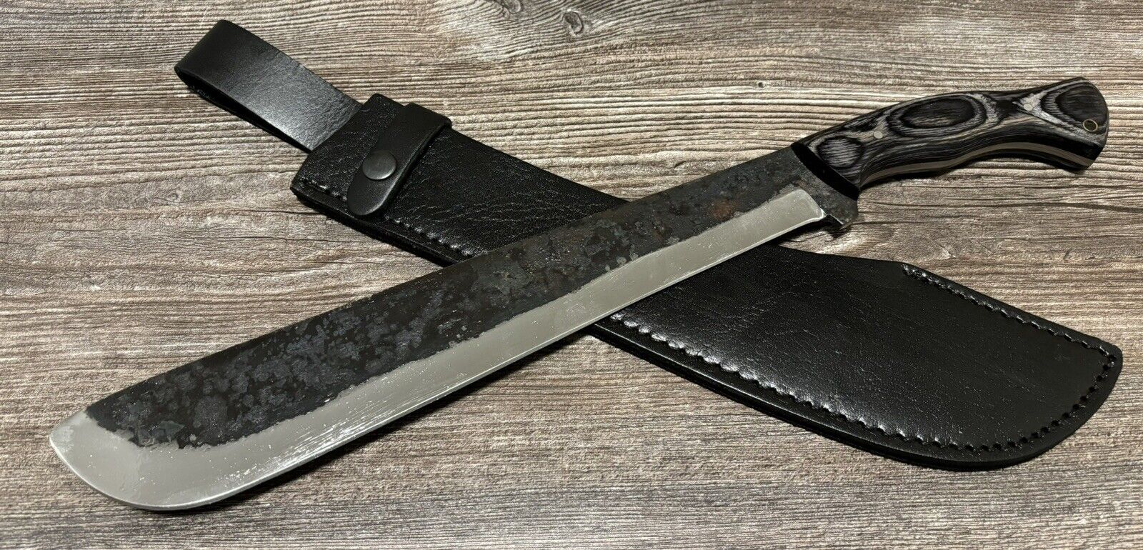 Carbon Steel Machete Full Tang 10mm Thick Blade Sharp Wood Handle Sheath 18.5”