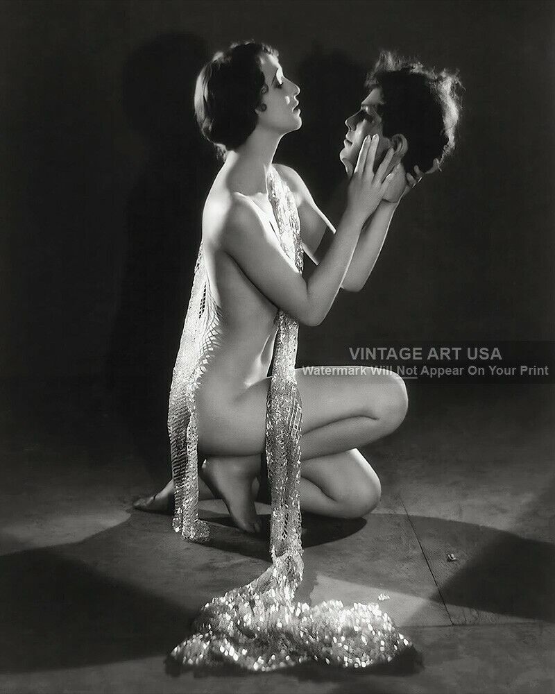 1920s Nude Young Woman Holding Head of a Man Photo - Salome Bizarre Odd Strange