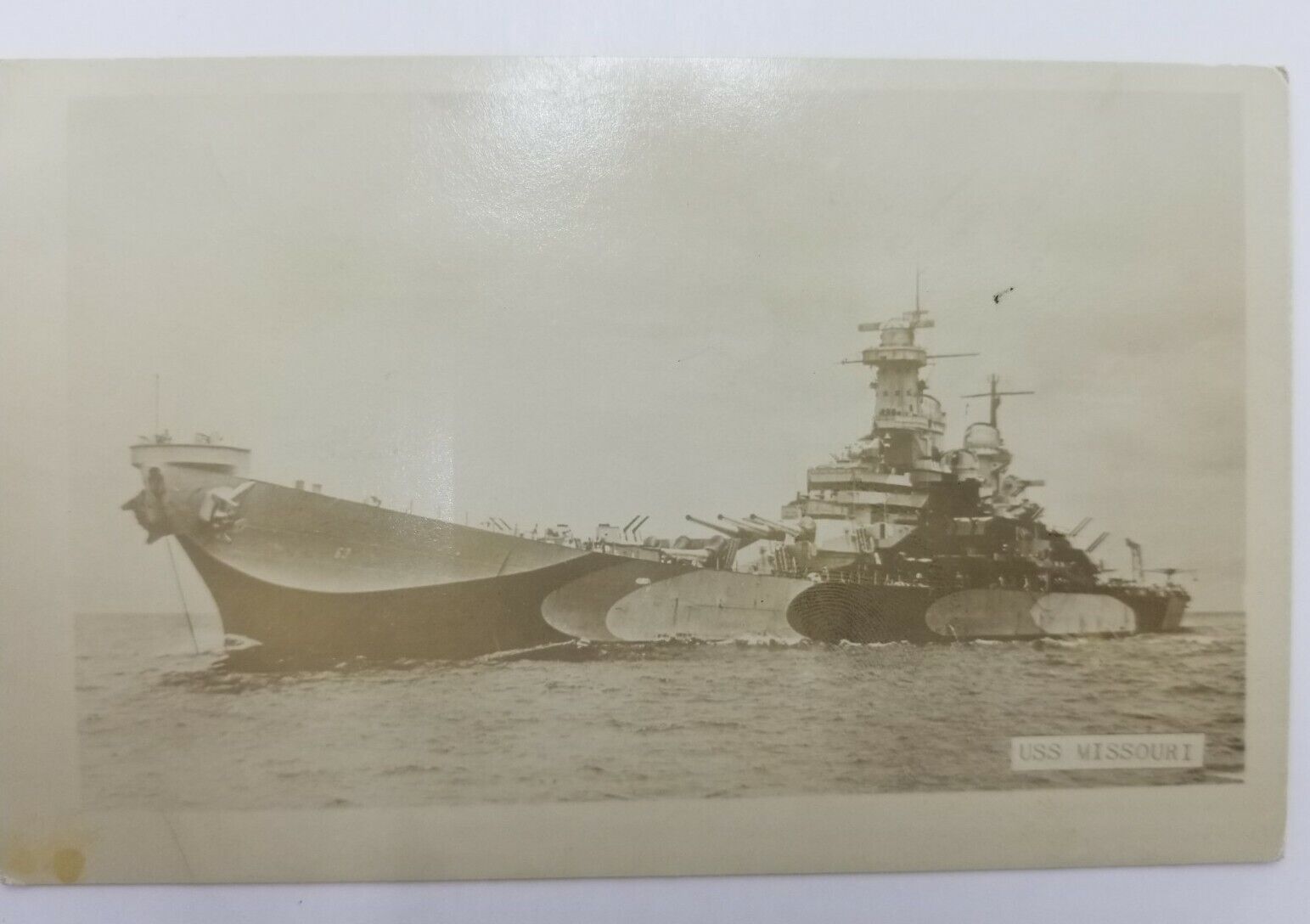 U.S.S. Missouri Naval Ship RPPC Real Photo Postcard Unposted A860