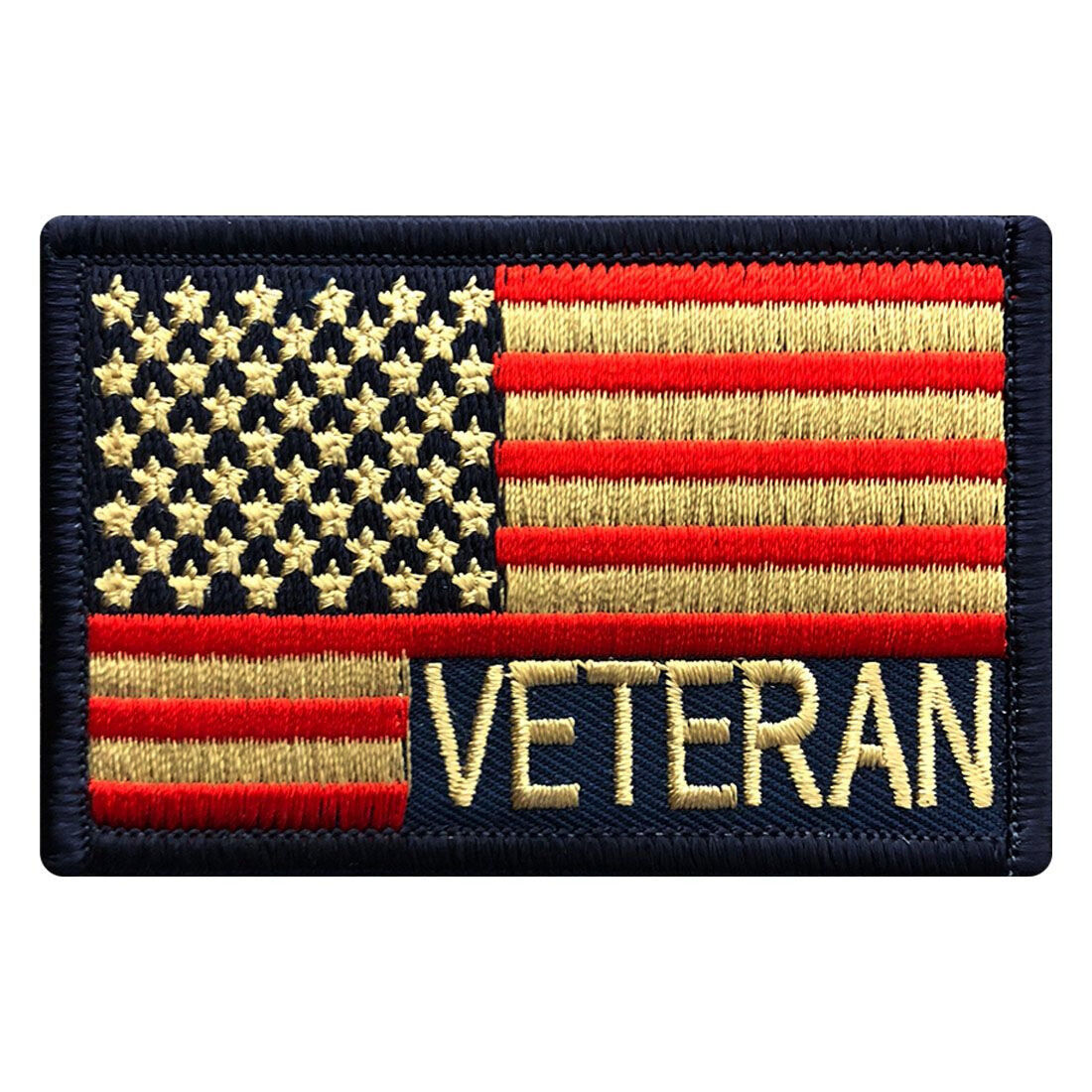 Veteran USA Flag Subdued Tactical Military Patch [Hook Fastener-3.0 X 2.0 MTV4]