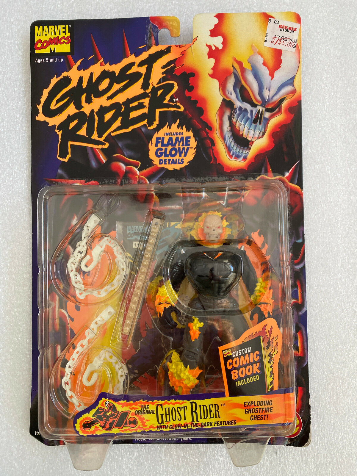 Ghost Rider Action Figure with Exploding Ghostfire Chest, Custom Comic Book