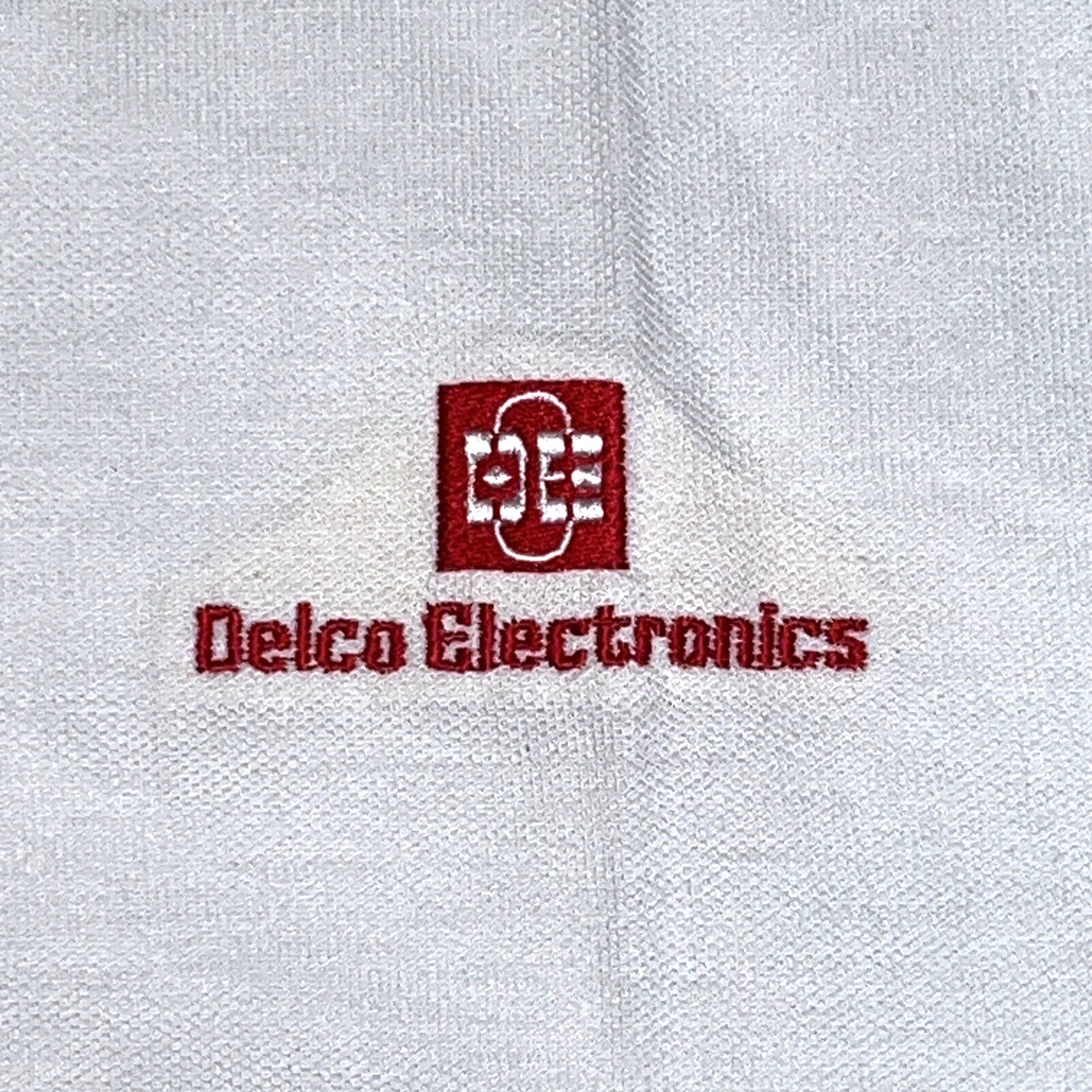 Delco Electronics Polo Shirt GM General Motors Auto Car Embroidered White Size L