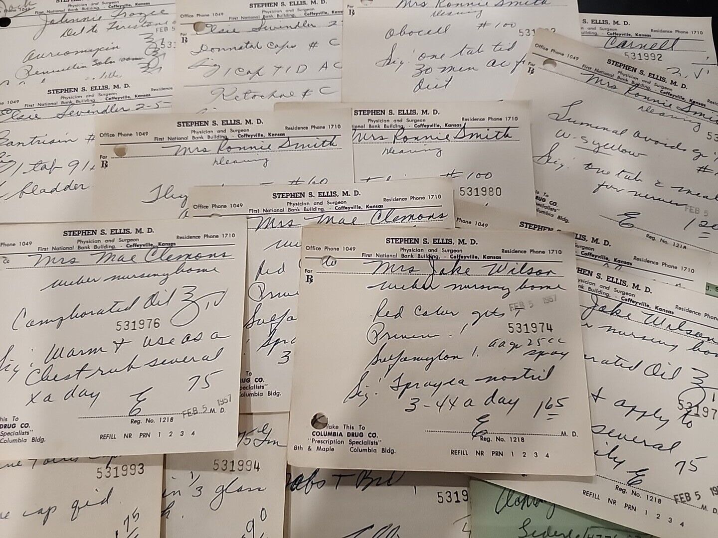 20 Vintage Pharmacy Medical Rx Paper Prescriptions Bundle Lot Ephemera Junk Art 
