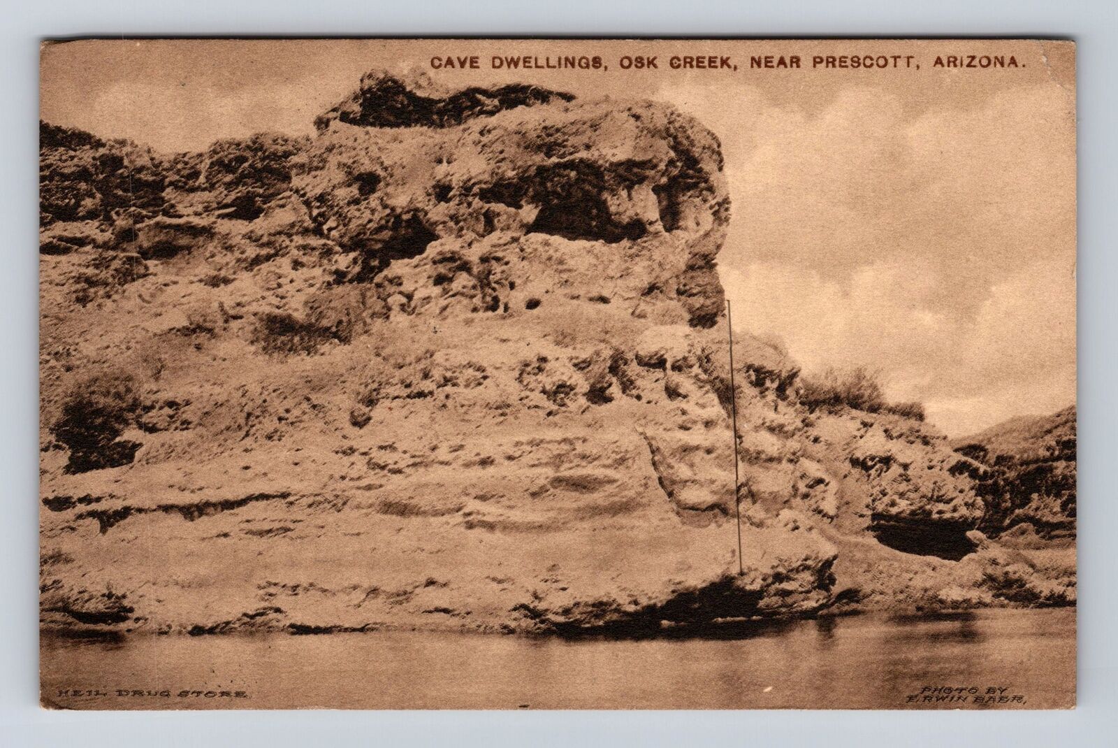 Prescott AZ- Arizona, Cave Dwellings, Osk Creek, Antique, Vintage c1916 Postcard