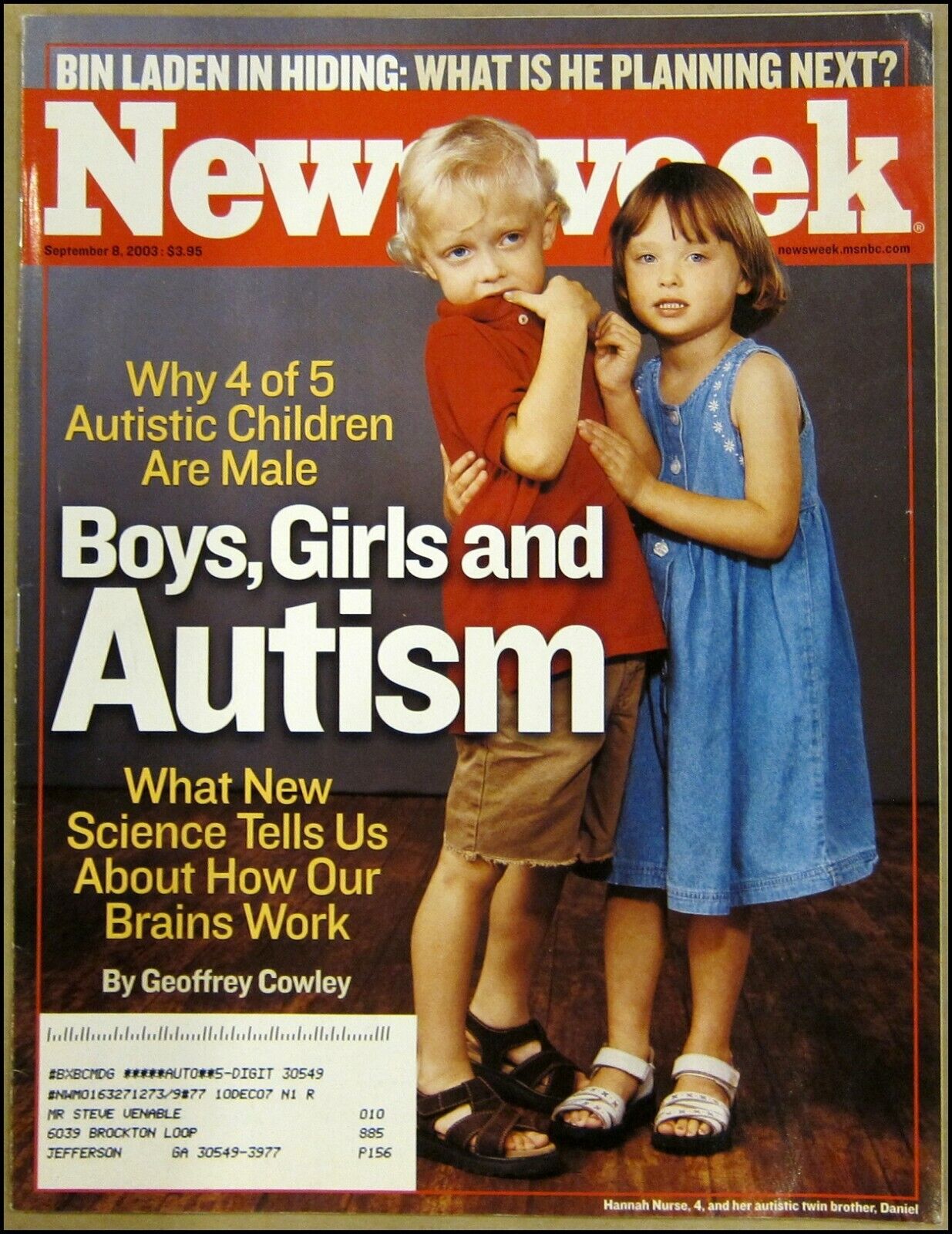 9/8/2003 Newsweek Magazine Boys Girls and Autism Osama Bin Laden