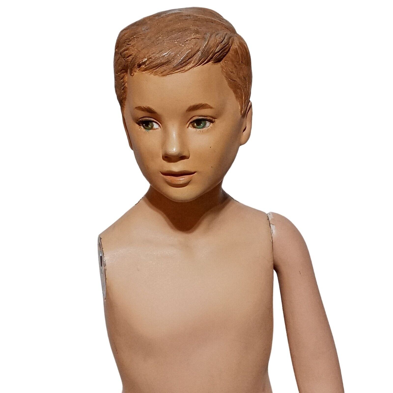 Vintage Boy Mannequin 4 Foot 1950s 1960s Store Display Male Child with Stand REA