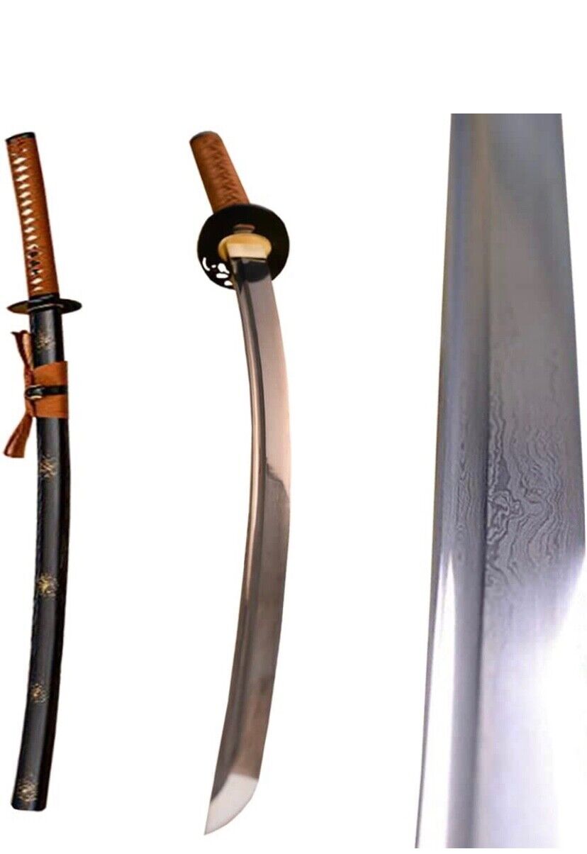 Steel Gold Lion 30 in Ambidextrous Japanes Samurai Katana, Seax knife,