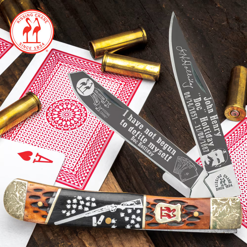 Kissing Crane Limited Doc Holliday Bone Trapper 2 Blade Pocket Knife KC5853 New