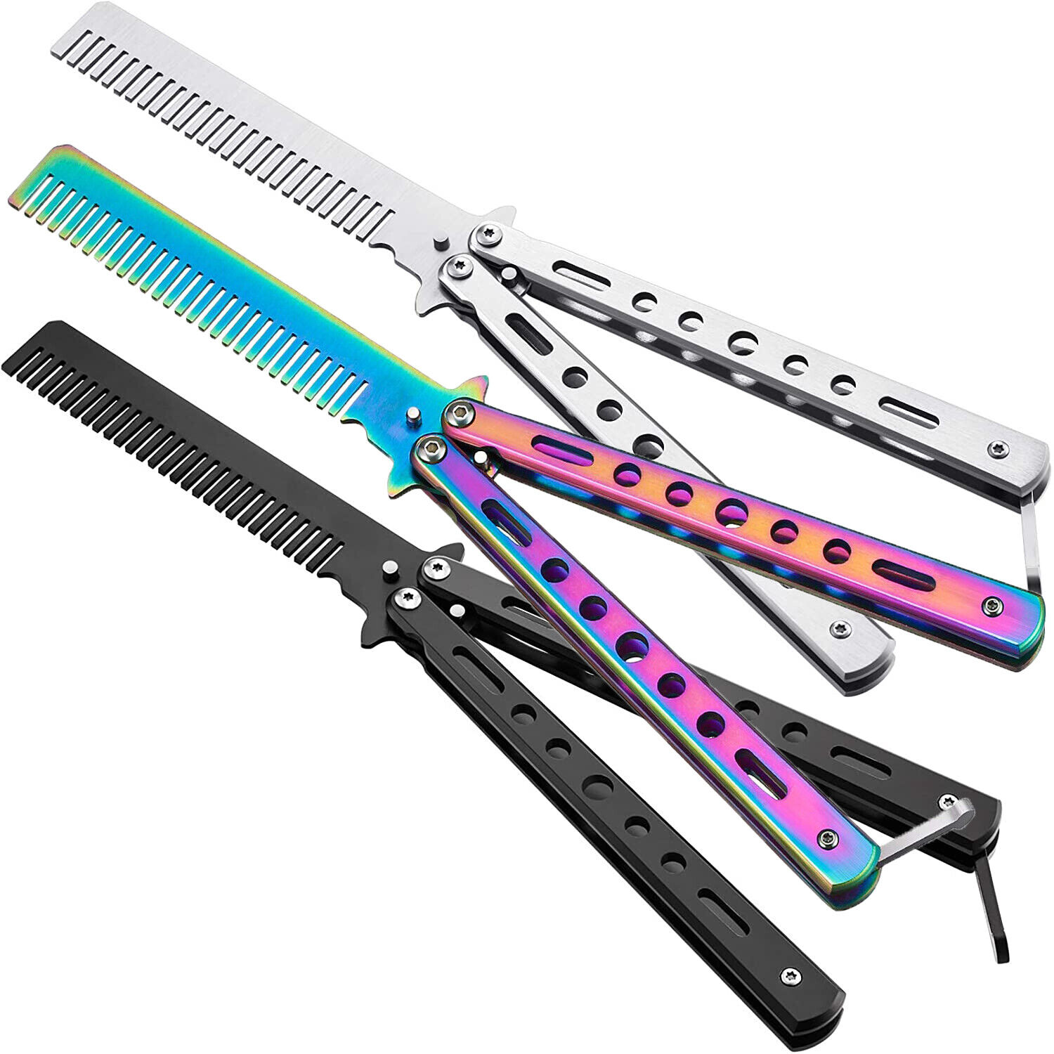New Butterfly Training Knife Comb Trainer Metal Non Sharp Dull Practice Tool