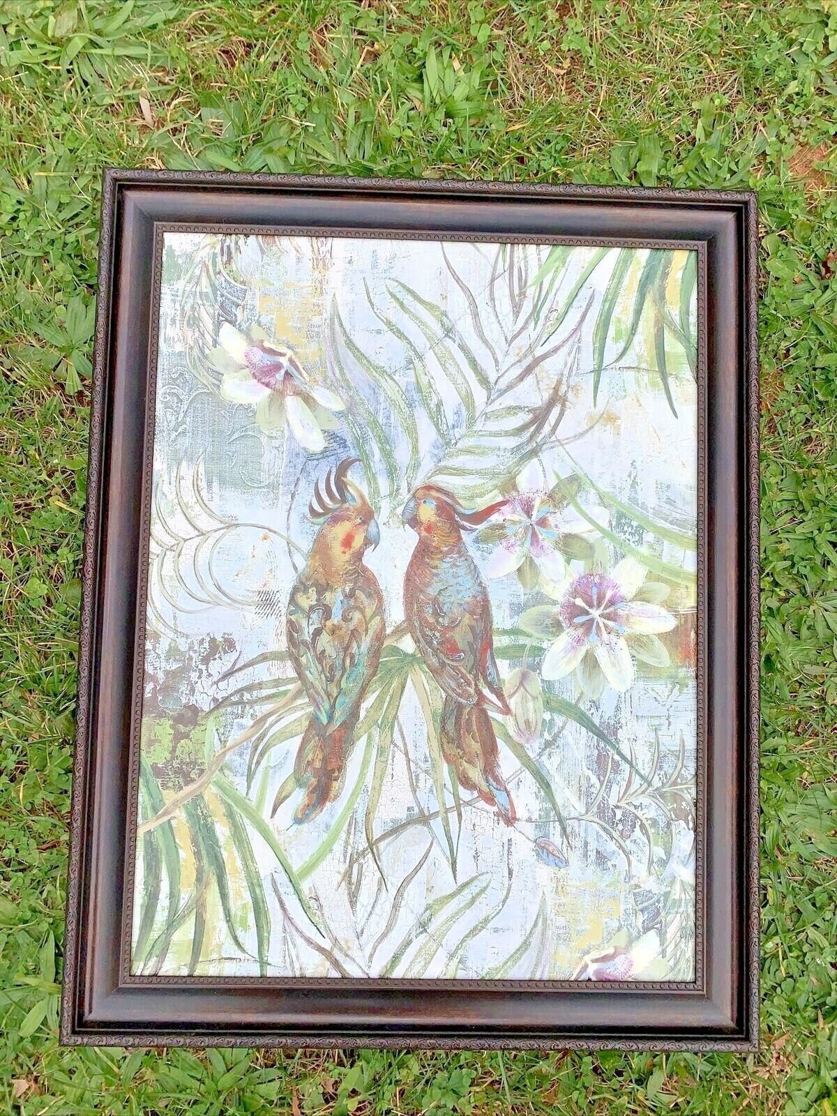 Vintage Cockatoo Love Birds Jimmy Buffet Key West Parrots Wall Art  27/21 ❤️sj3j