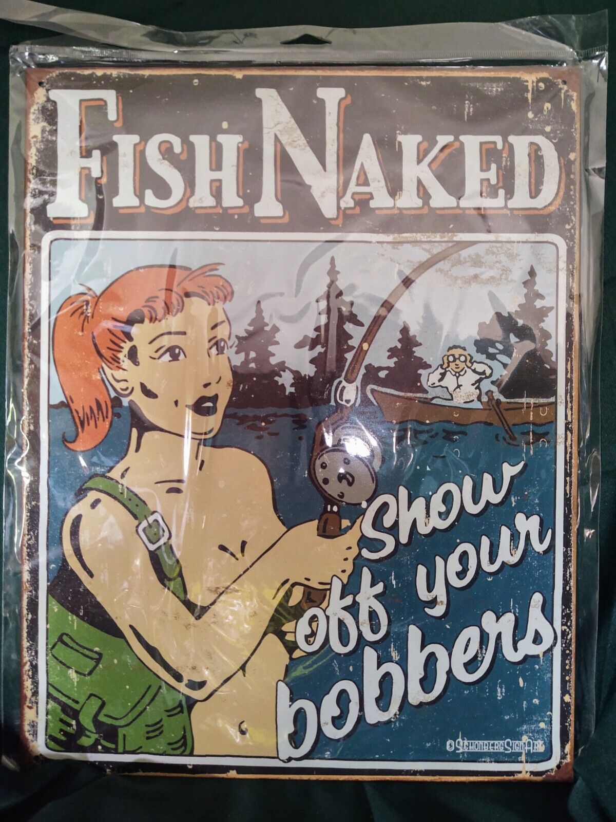 Fish Naked“Schoenberg-Bobbers” Funny, Man Cave, Mom Cave, Wall Art 16”H x 12.5”W