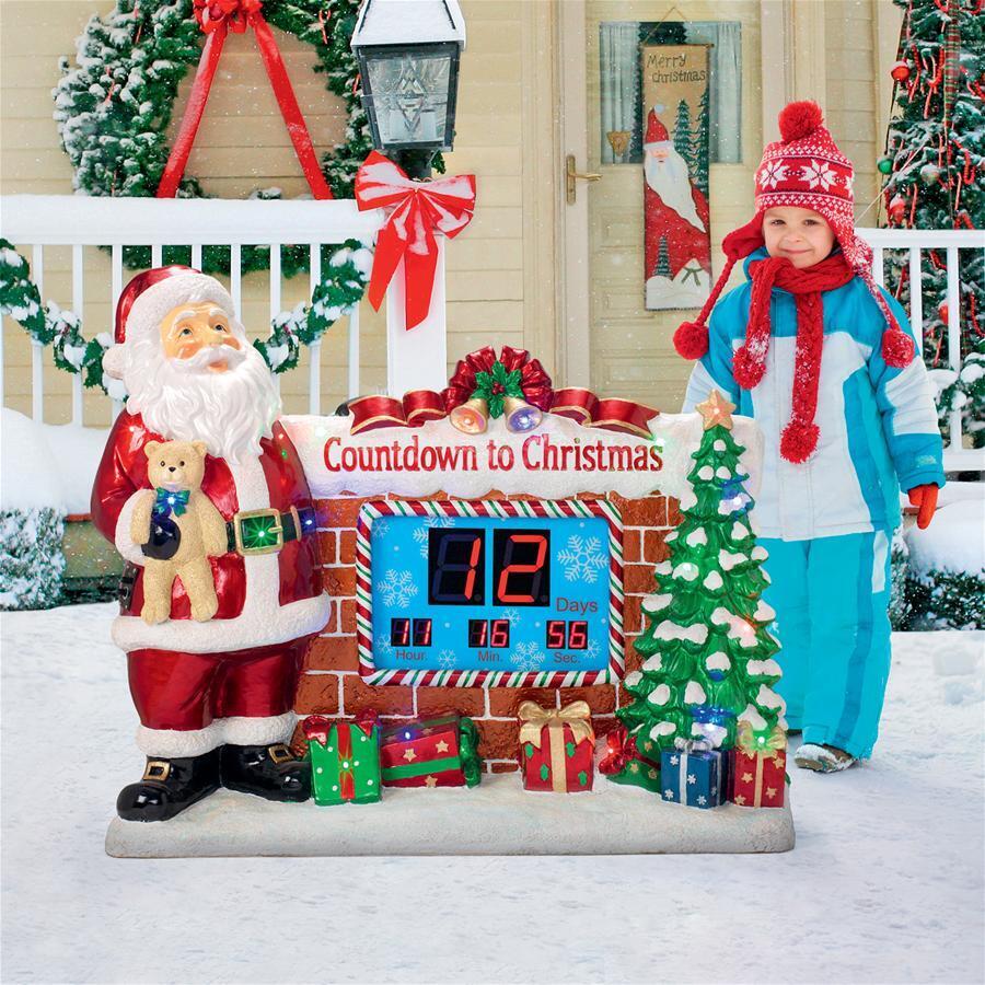 Day Hour Minute LCD Countdown to Christmas Santa LED Lit Musical Sculpture