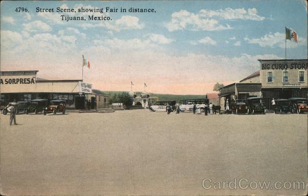 4796. Street Scene,showing Fair in distance,Tijuana,Mexico I. L. Eno Postcard