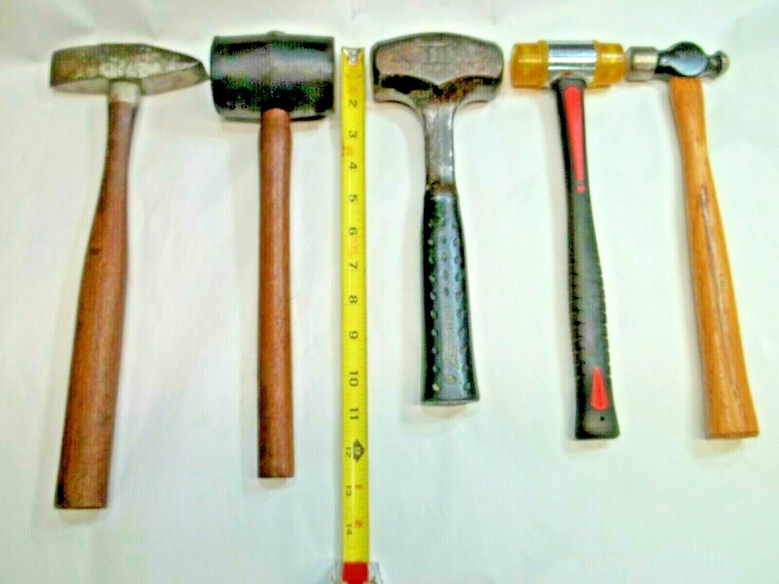 Machinist Hammers, (5) Vintage, ESTWING, Lixie?, Ball & Cross Peen & Others