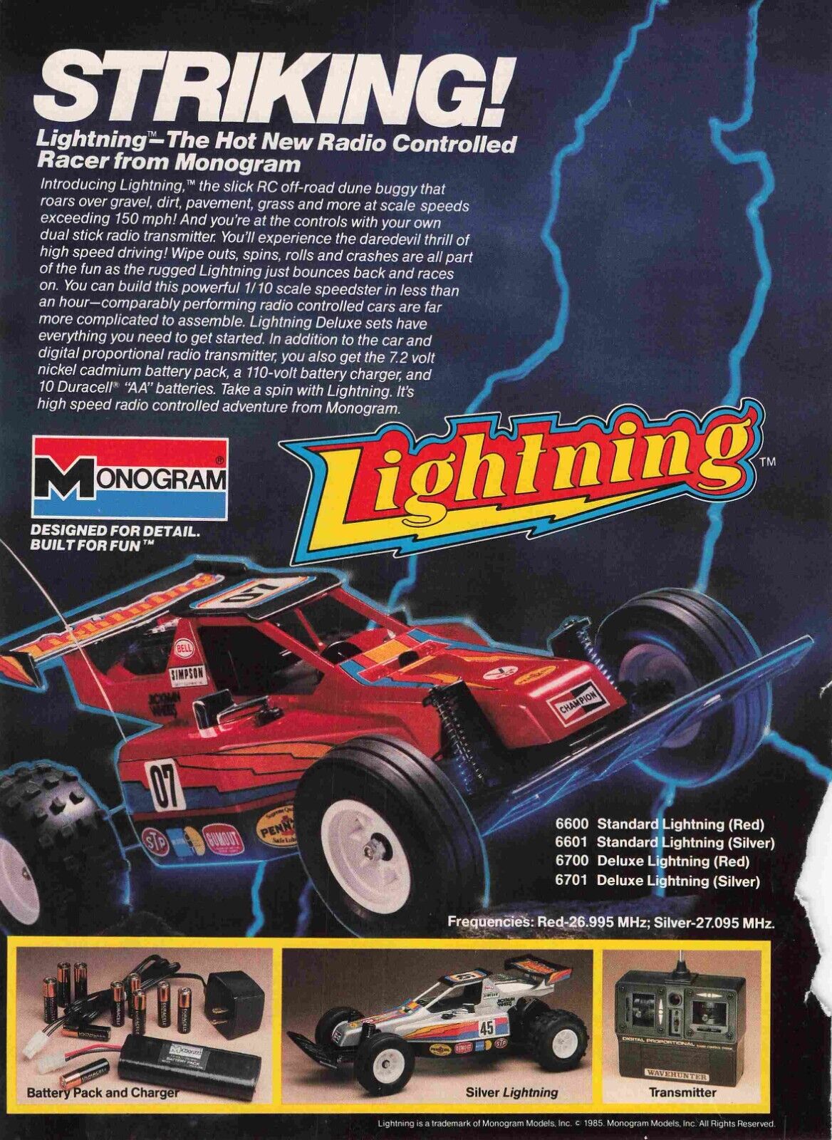 Monogram Lightning Silver Red Rc Racer 1980S Vtg Print Ad 8X11 Wall Poster Art