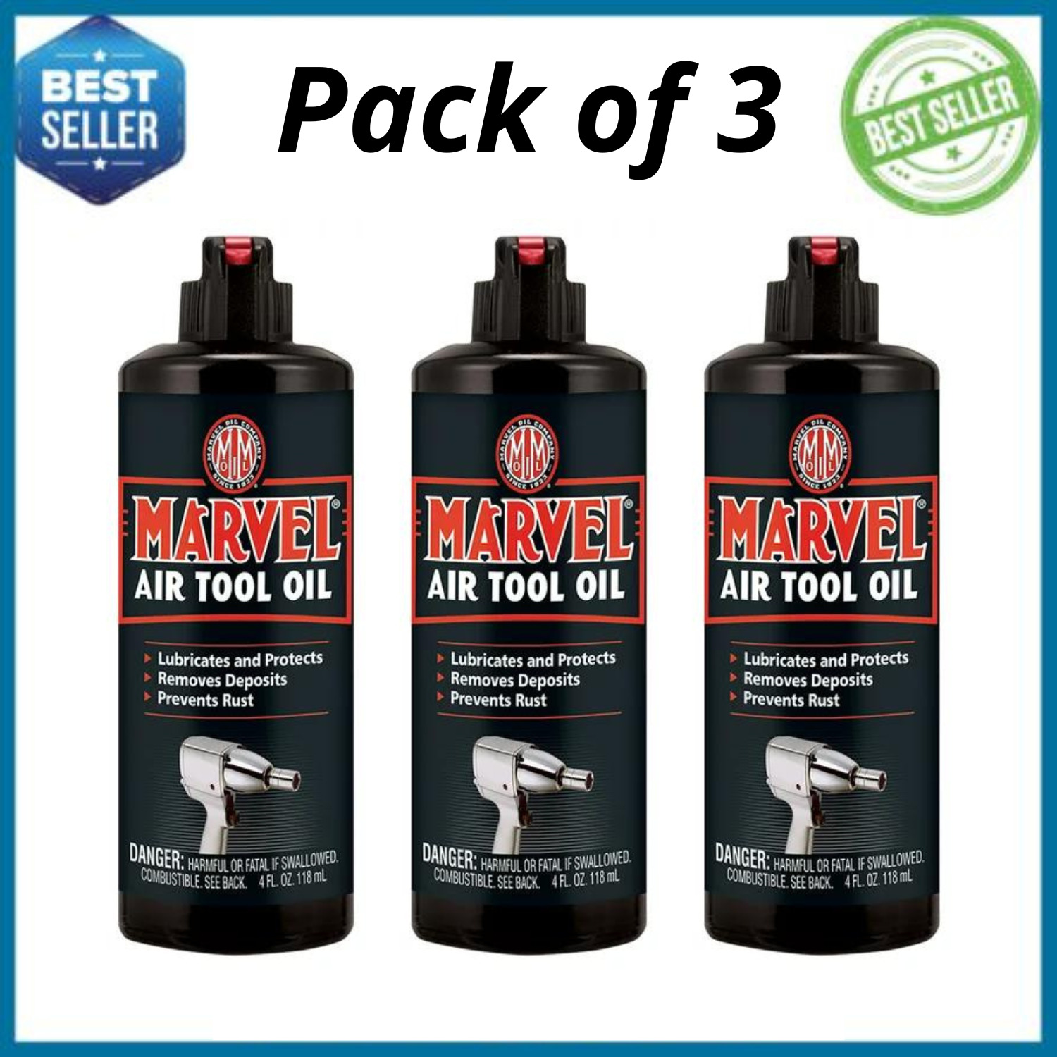 (Pack of 3) Turtle Wax Marvel Mystery 53493 Air Tool Oil Lubricant, 4 oz