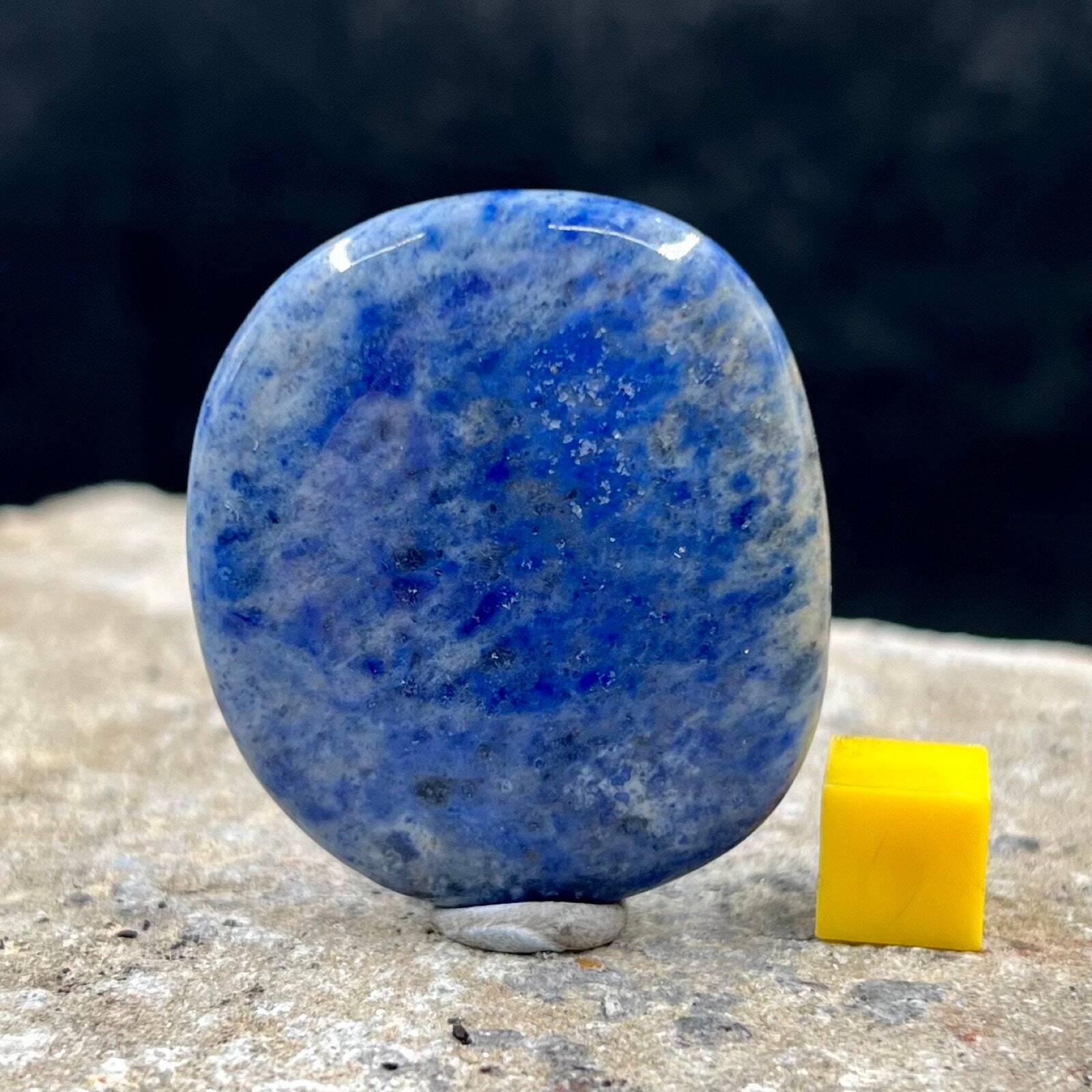 Dumortierite Palm Worry Stone - Spiritual Healing Crystal Mineral Stone