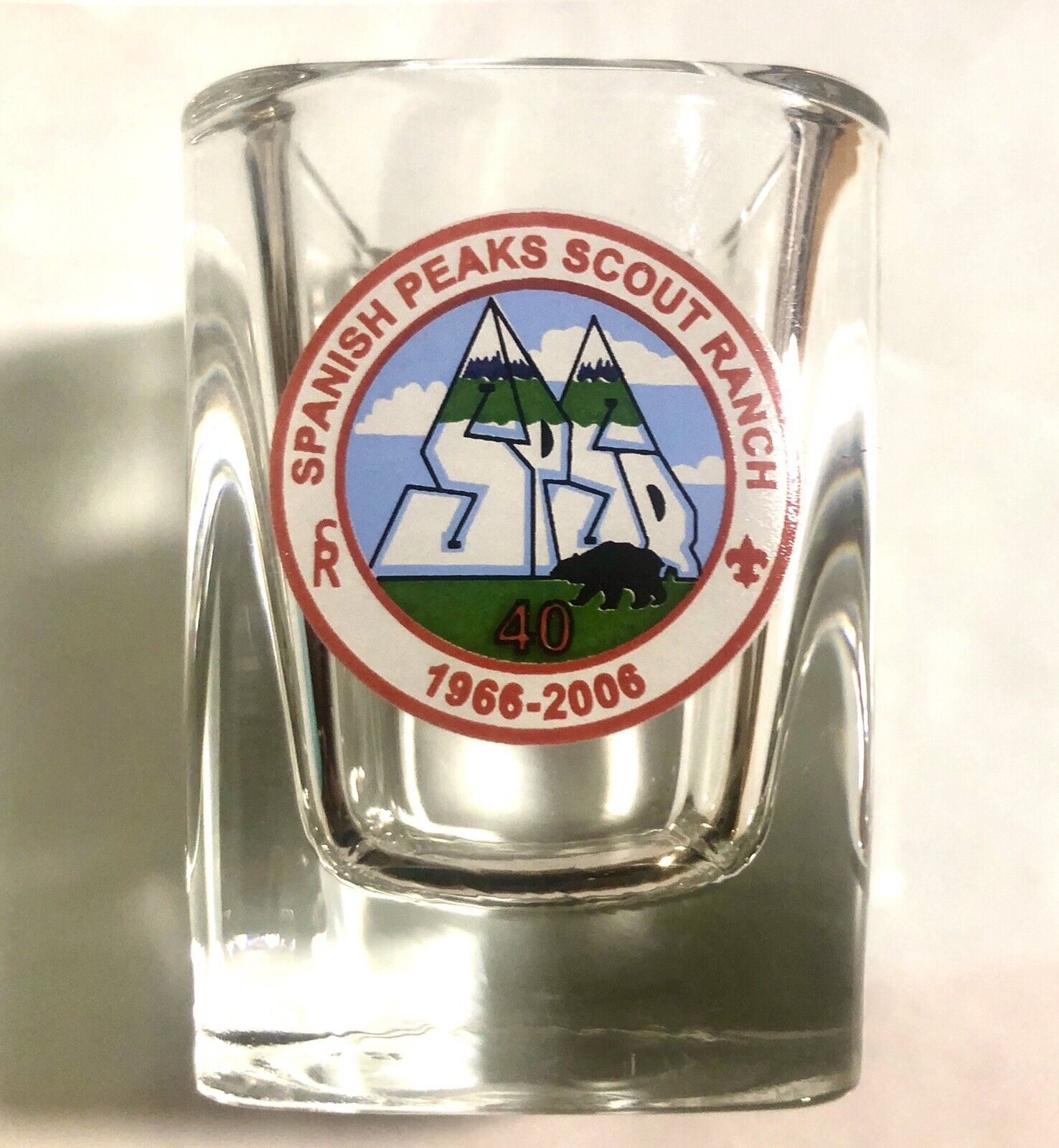 1996-2006 Spanish Peaks Scout Ranch,40 years Boy Scouts Collectible Shot Glass 