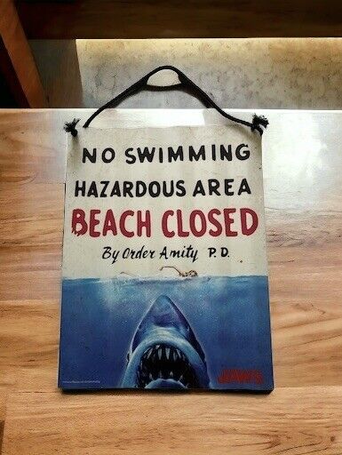 Jaws Metal No Swimming Sign Universal Studios 12 X 16 Inches