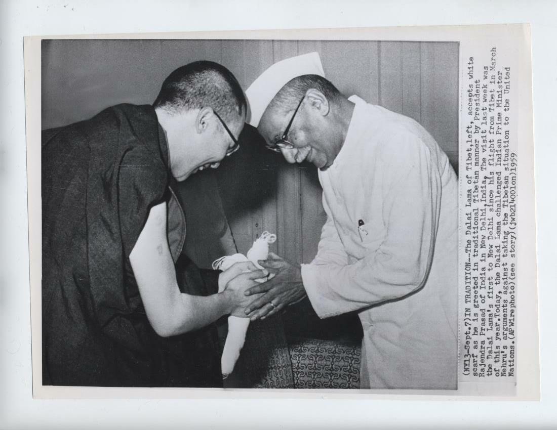 Tibet, 1959 New Delhi India refugees rare photo rajendra prasad Dalai Lama