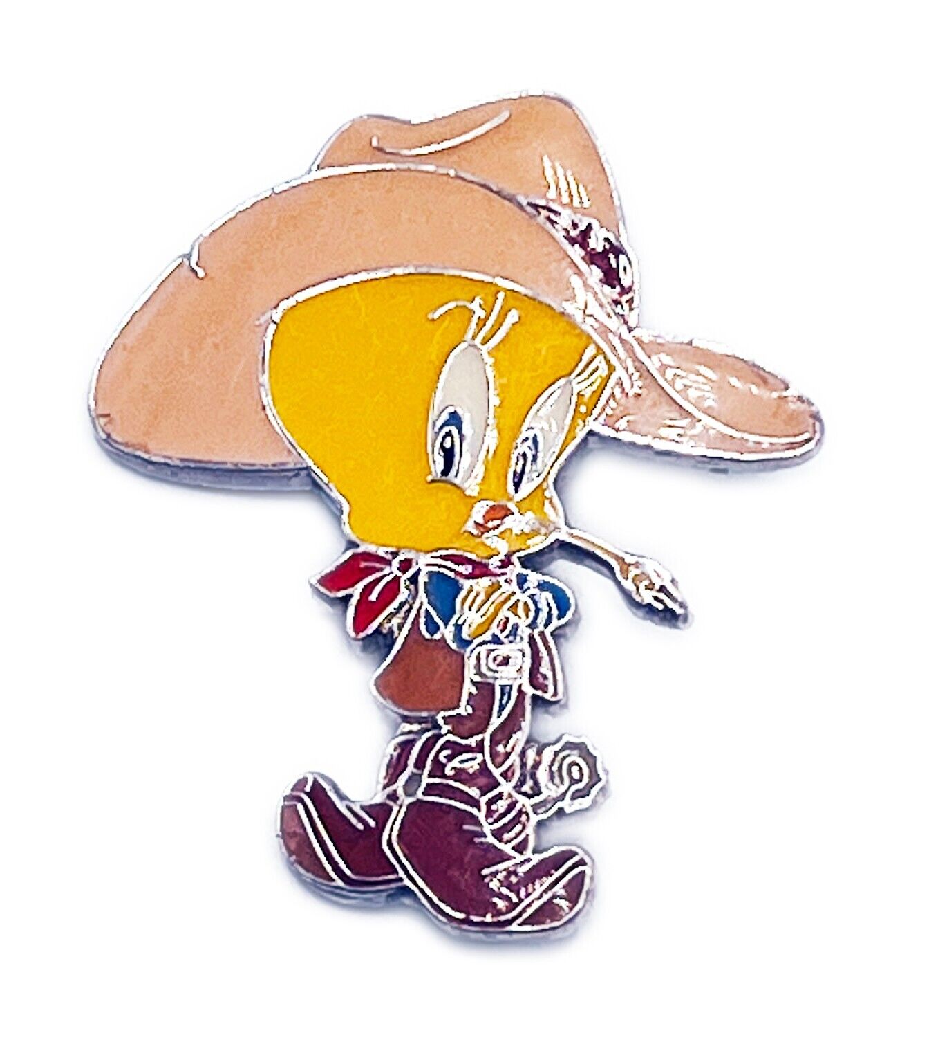Rare WB Movie World AU Looney Tunes Tweety Bird Cowboy Pin #0532 S02
