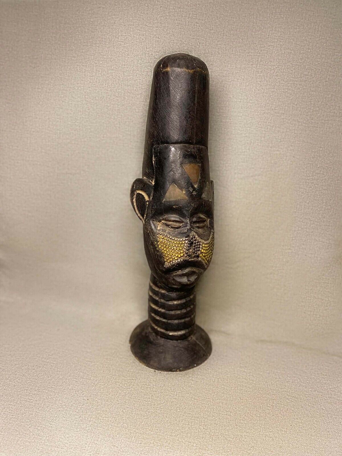 African Tribal Face Mask Wood Hand Carved Vintage Wall Hanging Hakan tribe,149
