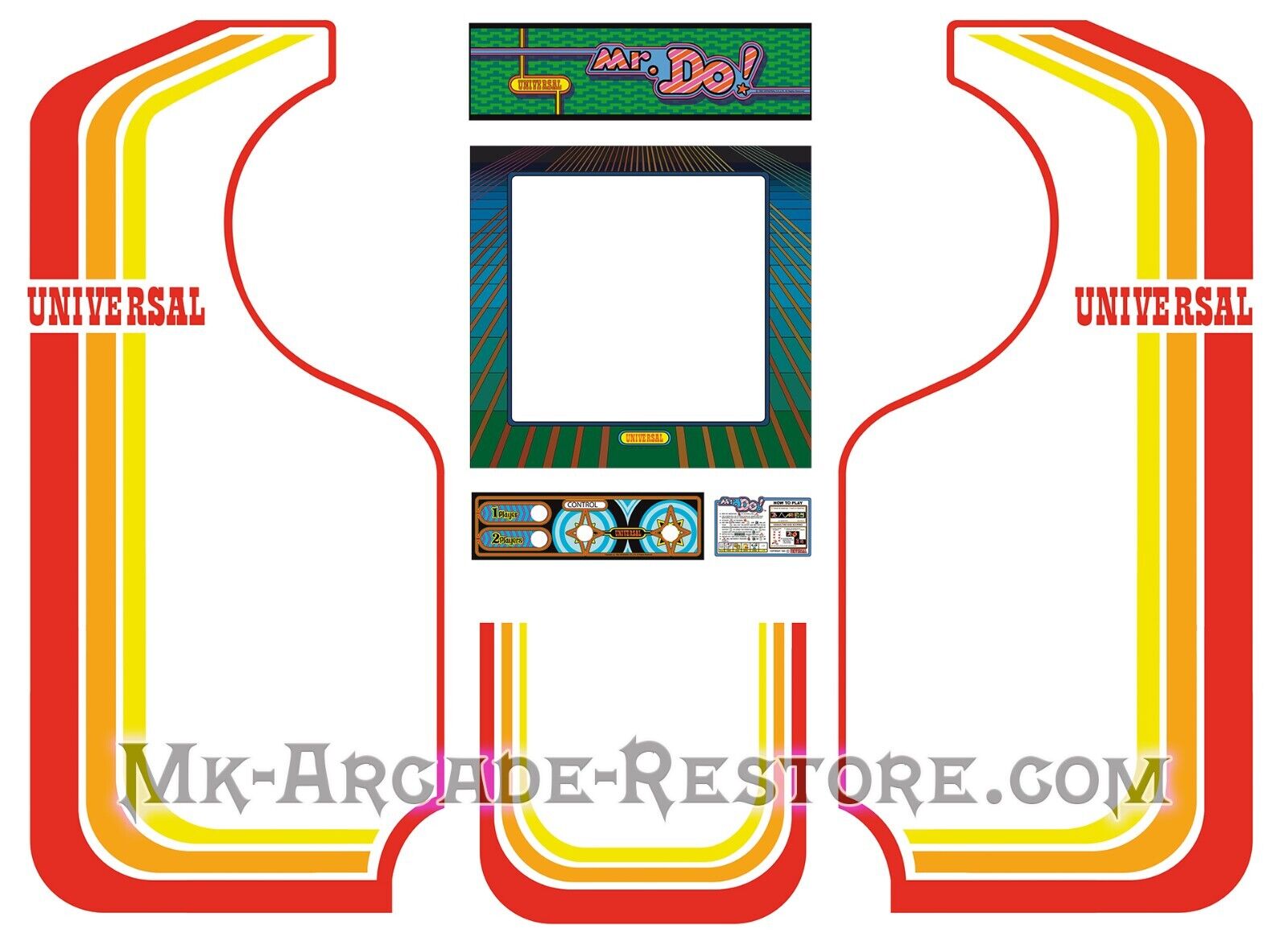 Mr.Do Side Art Arcade Cabinet Kit Artwork Graphics Decals Print