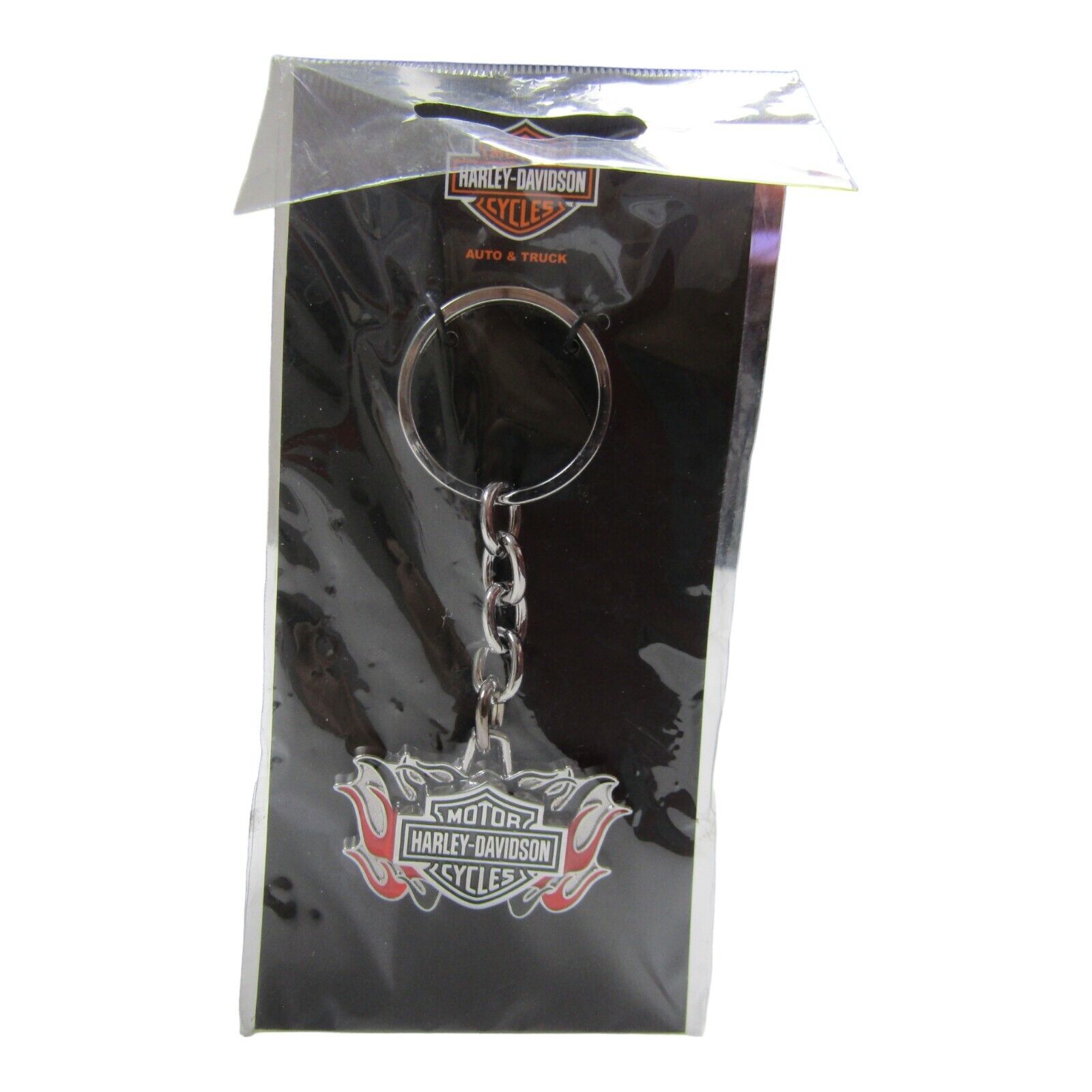 2018 Harley-Davidson Motor Cycles Key Chain B &S w Flames Red & Black New Sealed