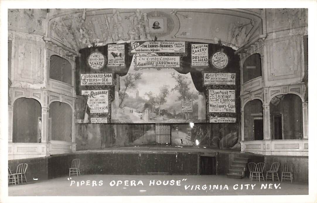 RPPC Pipers Opera House Stage Virginia City Real Photo Nevada P590