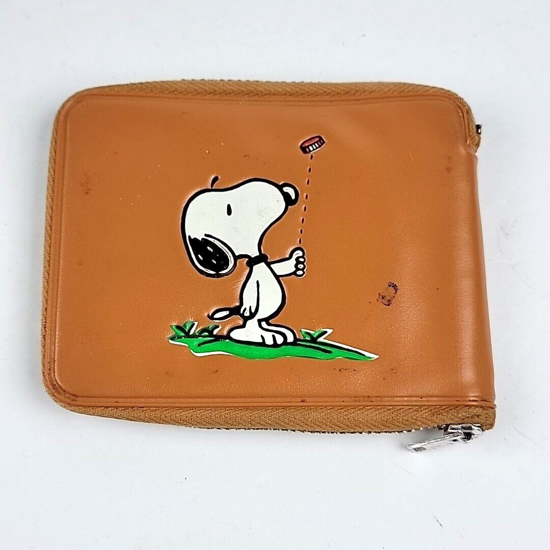 Vintage Vinyl Wallet PEANUTS Snoopy Woodstock Coin Flip Zippered Bi-Fold