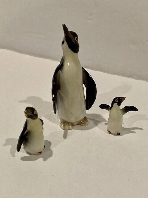 Vintage Ceramic Penguin Family Figurines Lot of 3 Cute